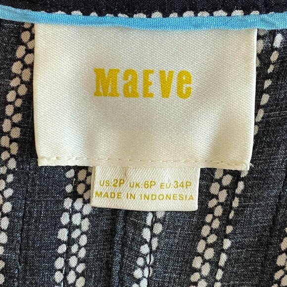 Anthropologie Maeve Calia black & white tunic top Womens 2 petite feminine flowy - Picture 10 of 13